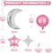 Pink Silver Moon Star Balloons,Large Moon Balloons Star Foil Balloons
